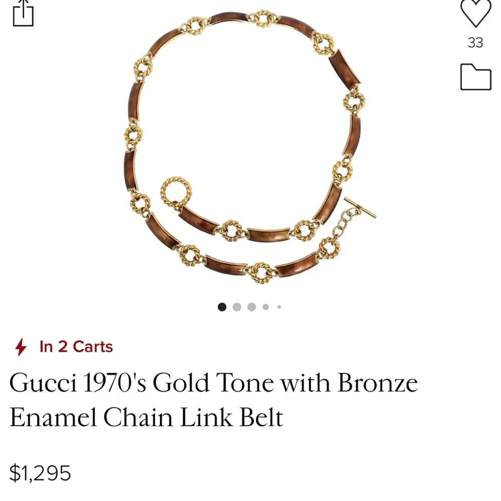 VINTAGE β70s GUCCI ITALY BROWN ENAMEL LOGO RUNWAY TOGGLE BELT/Necklace - Picture 13 of 13